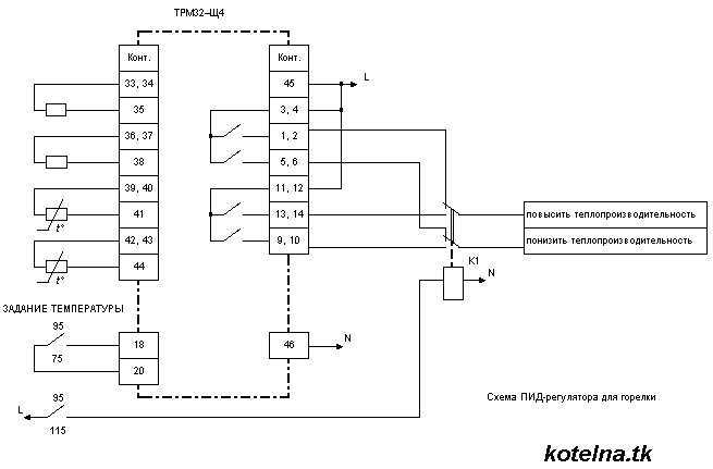 Схема подключения трм1 к пускателю с термопарой